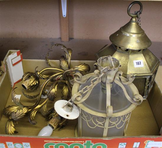 2 lanterns & pair wall lights